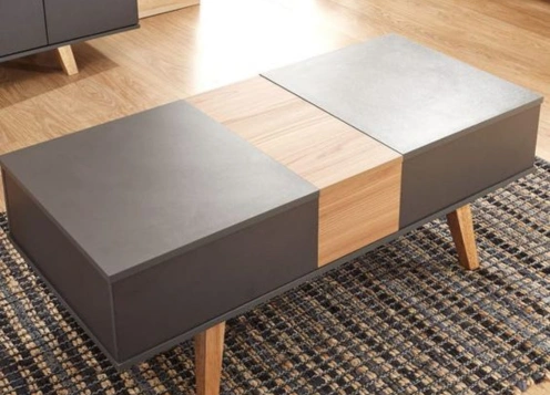 A stylish coffee table adorned with a vase, adding a touch of sophistication to the living space.