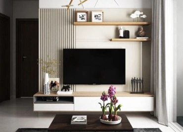 Elegantly designed LCD TV with lots of storage that's ideal for setting up your home theater system